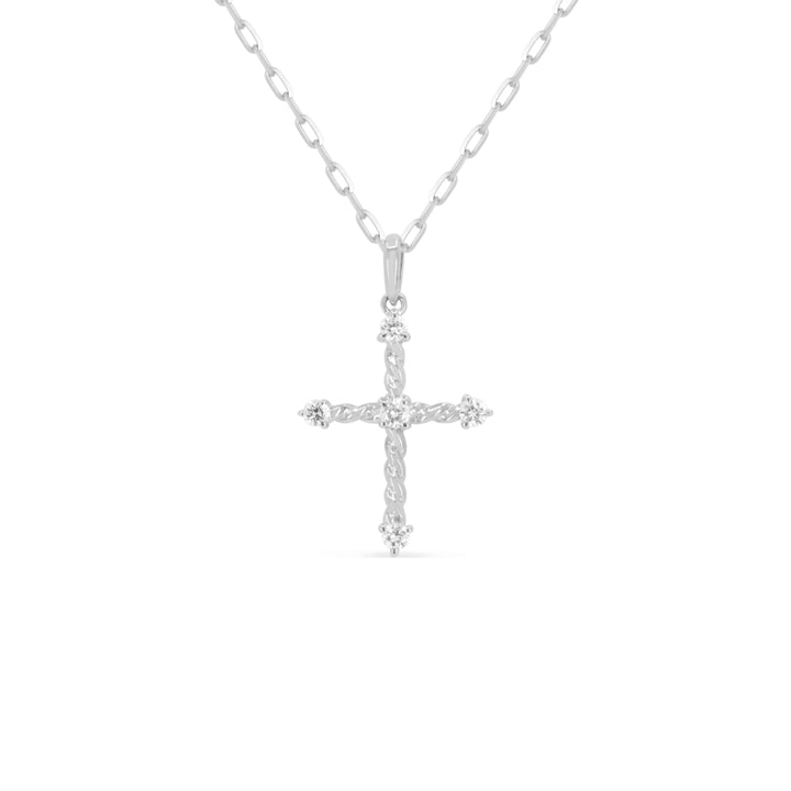 Madison L 14K White Gold Diamond Crucifix Cross Necklace - style N2200W