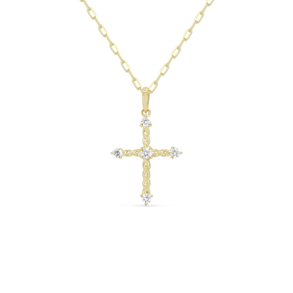Madison L 14K Yellow Gold Diamond Crucifix Cross Necklace - style N2200Y