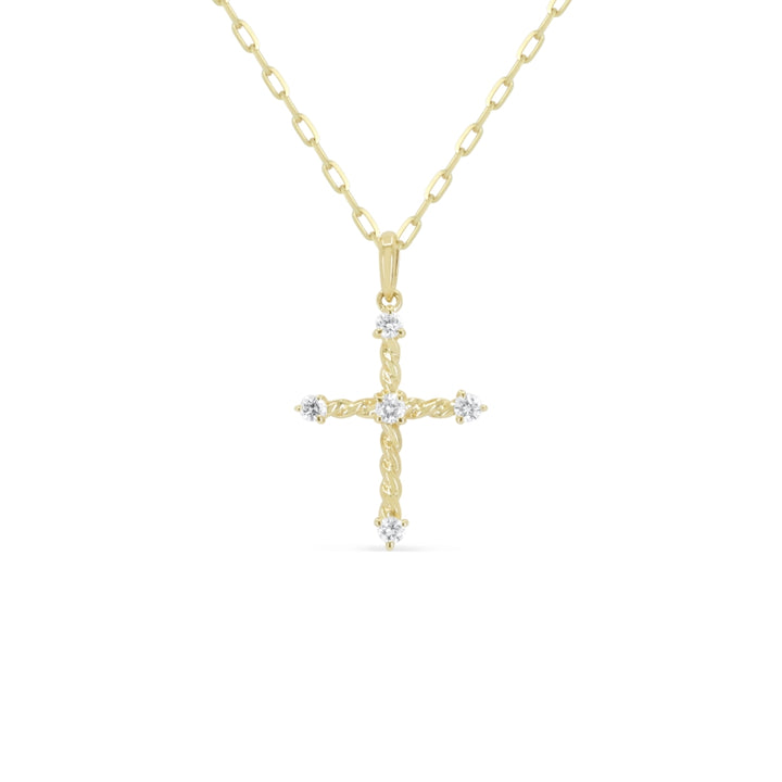 Madison L 14K Yellow Gold Diamond Crucifix Cross Necklace - style N2200Y