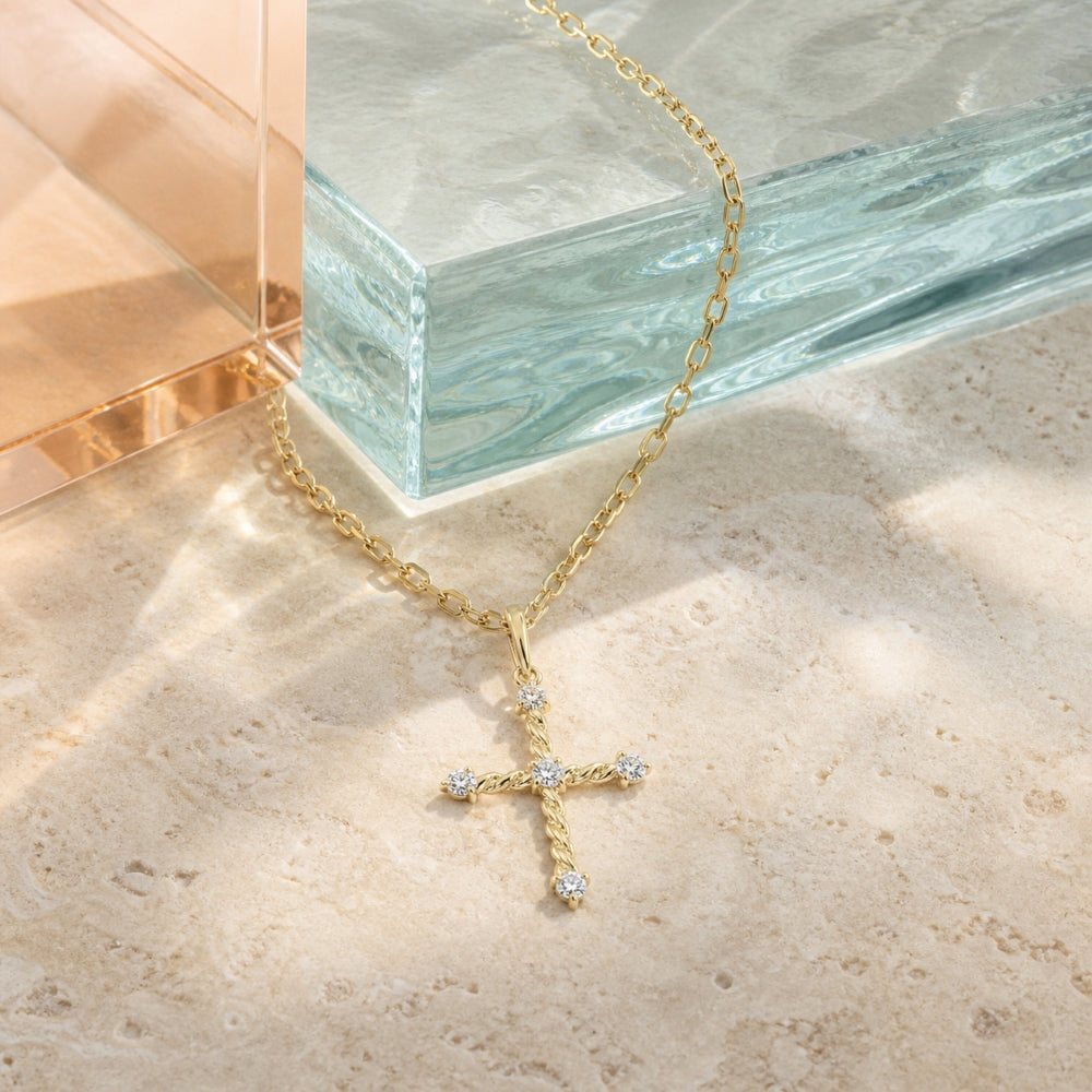 N2200 - 14K Gold Diamond Crucifix Cross Necklace