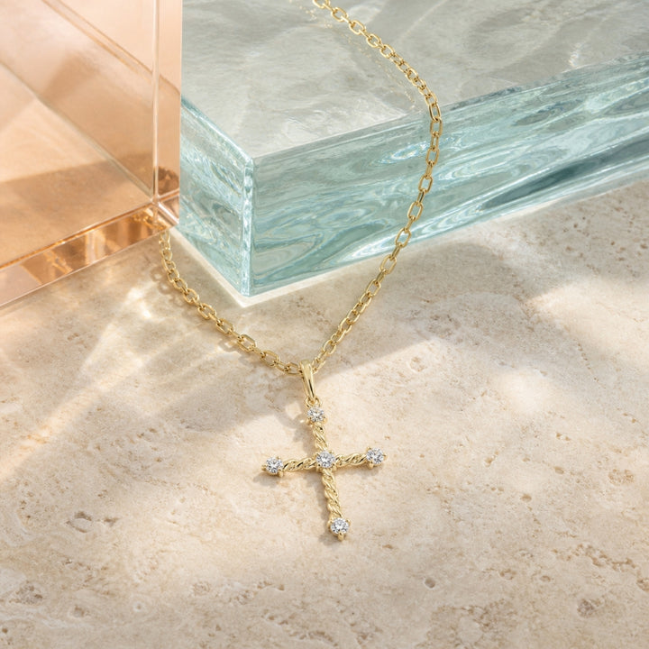 N2200 - 14K Gold Diamond Crucifix Cross Necklace