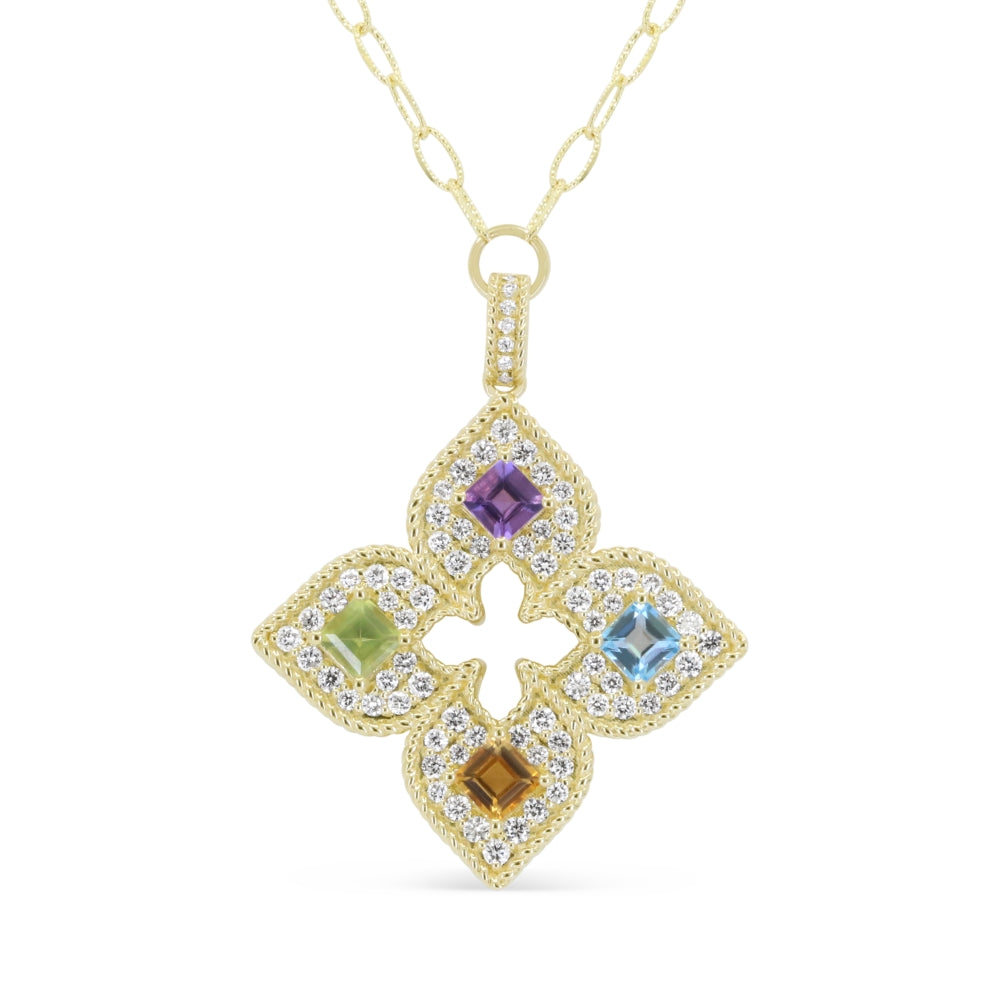 Madison L 14K Yellow Gold Diamond Flower Pendant - style N2204MCSY