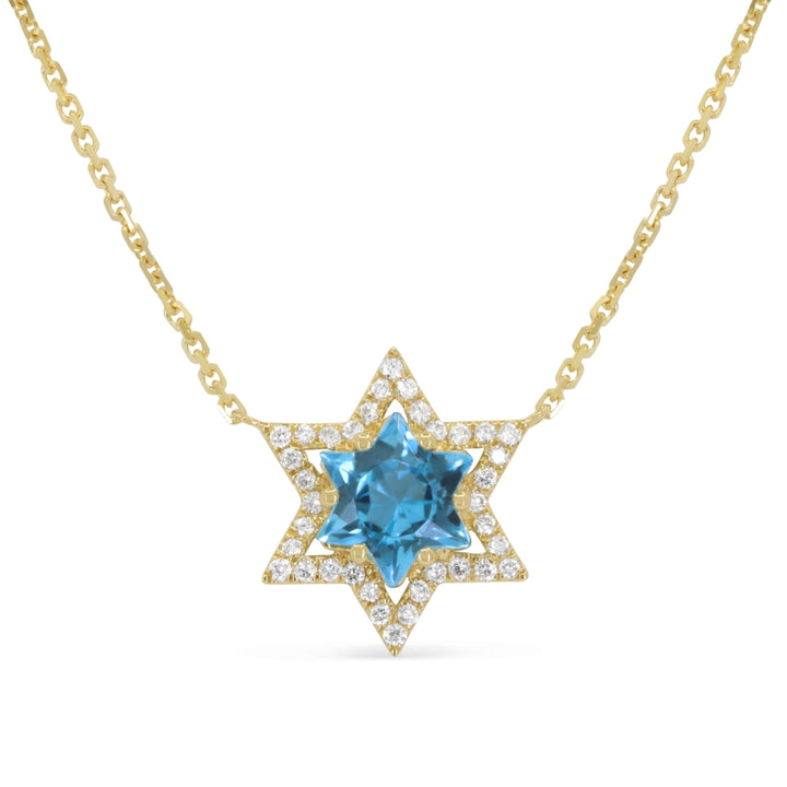 Madison L 14K Yellow Gold Swiss Blue Topaz Necklace - style N2205SWBTY