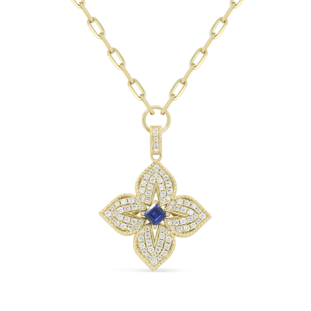 Madison L 14K Yellow Gold Created Sapphire Flower Pendant - style N2210BCY
