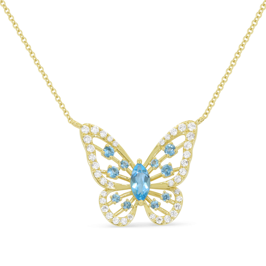 Madison L 14K Yellow Gold Swiss Blue Topaz Necklace - style N2212SWBTY