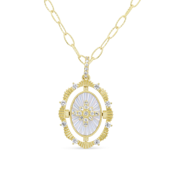 Madison L 14K Yellow Gold Mother of Pearl Necklace - style N2218MOPY