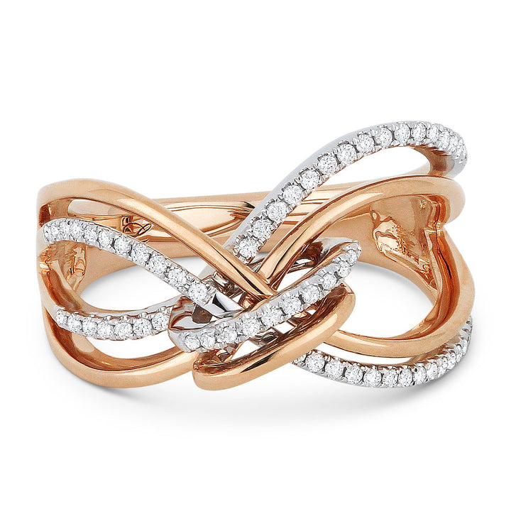 Beautiful Hand Crafted 14K Rose Gold White Diamond Milano Collection Ring