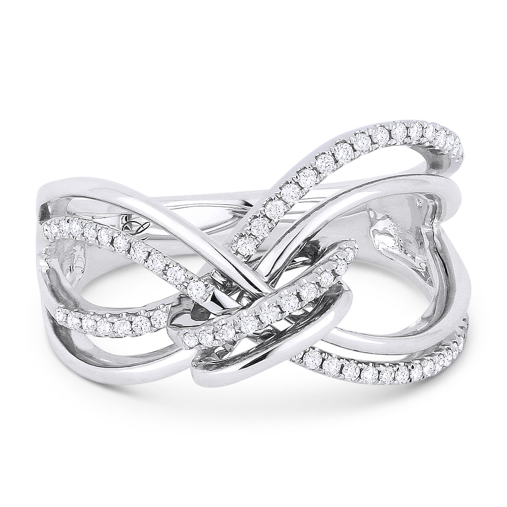 Beautiful Hand Crafted 14K White Gold White Diamond Milano Collection Ring