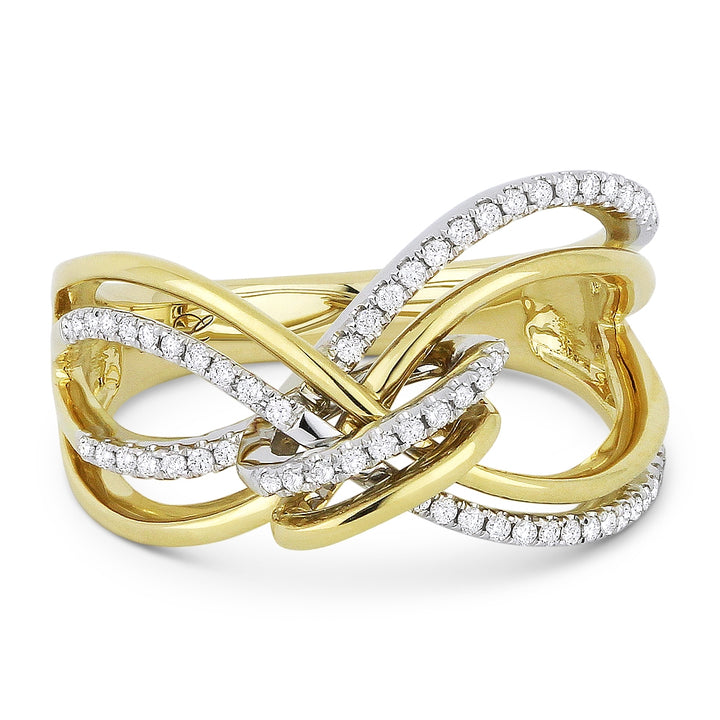 Beautiful Hand Crafted 14K Yellow Gold White Diamond Milano Collection Ring