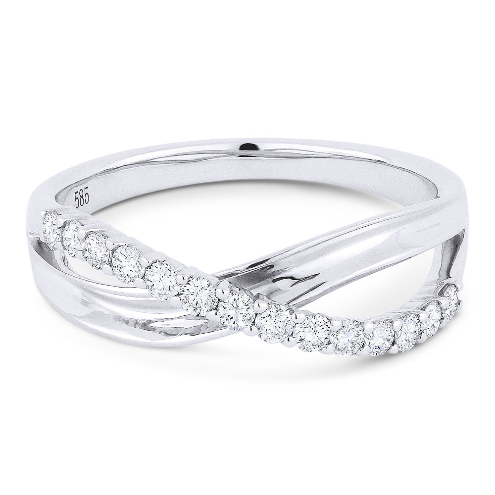 Beautiful Hand Crafted 14K White Gold White Diamond Milano Collection Ring