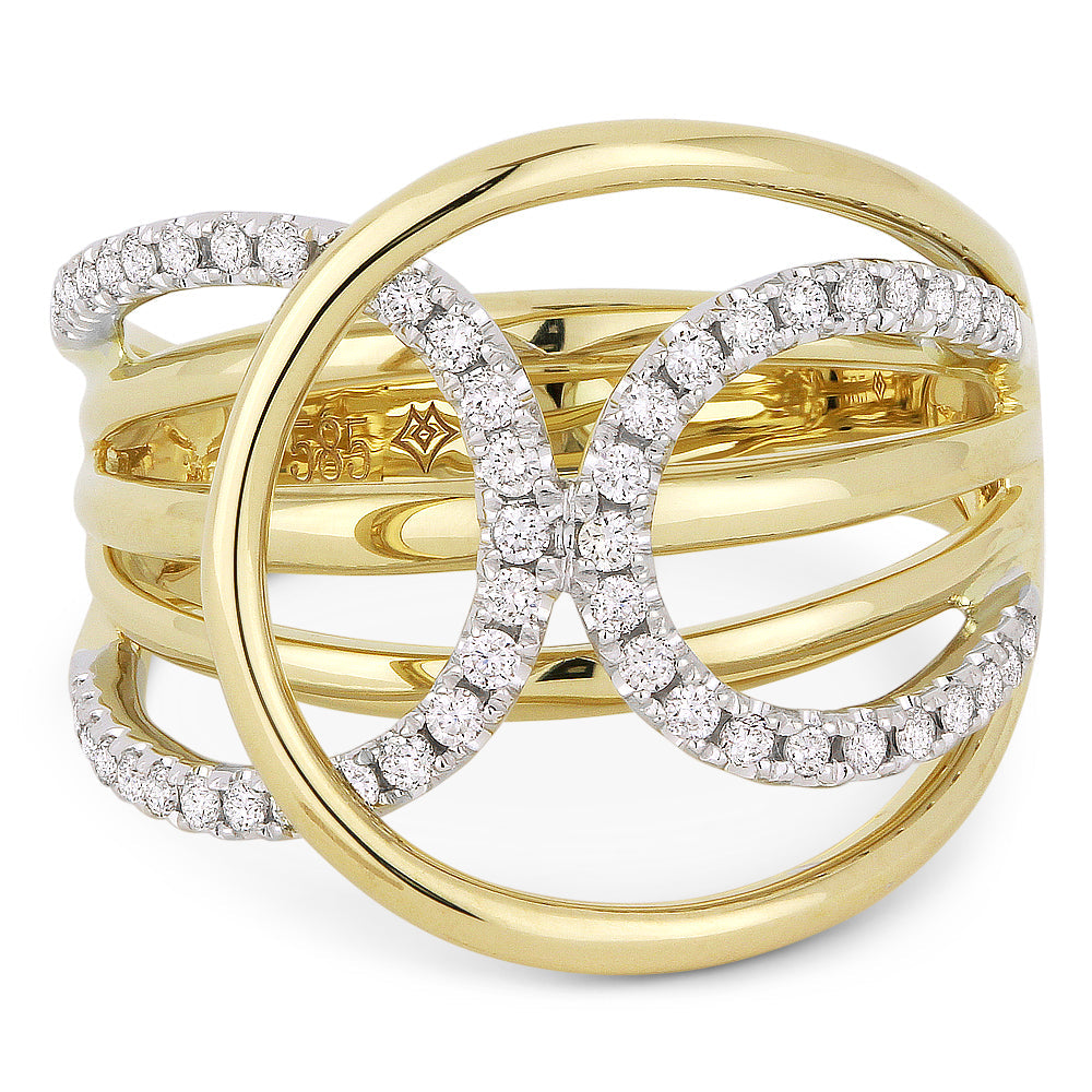 Beautiful Hand Crafted 14K Yellow Gold White Diamond Milano Collection Ring