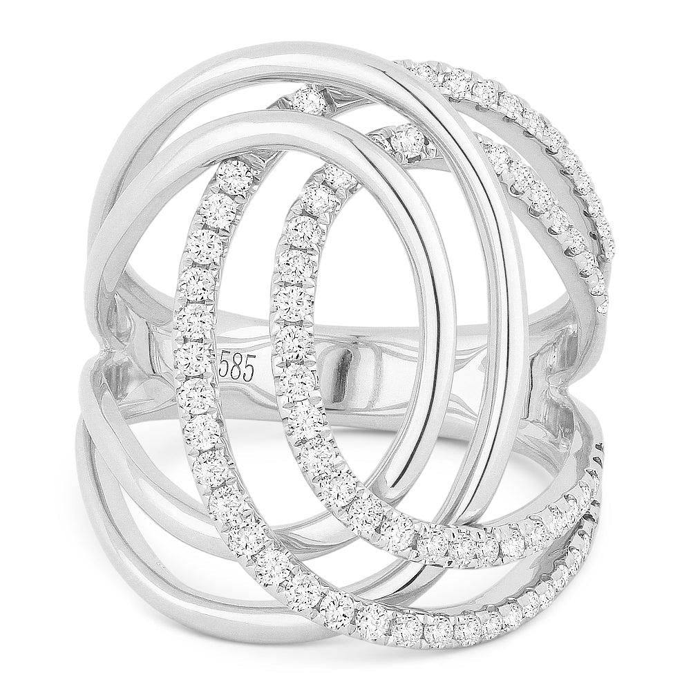 Beautiful Hand Crafted 14K White Gold White Diamond Milano Collection Ring