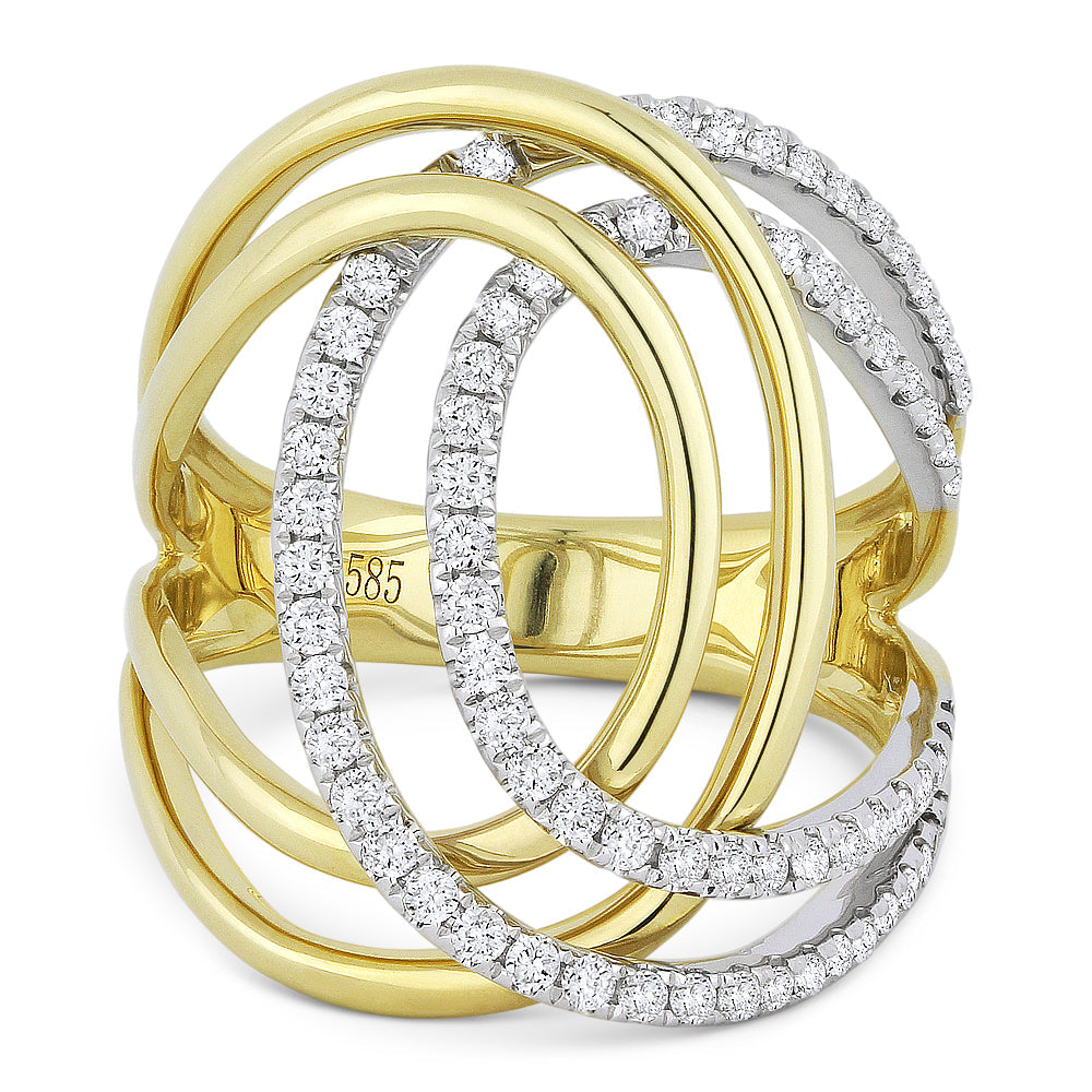 Beautiful Hand Crafted 14K Yellow Gold White Diamond Milano Collection Ring