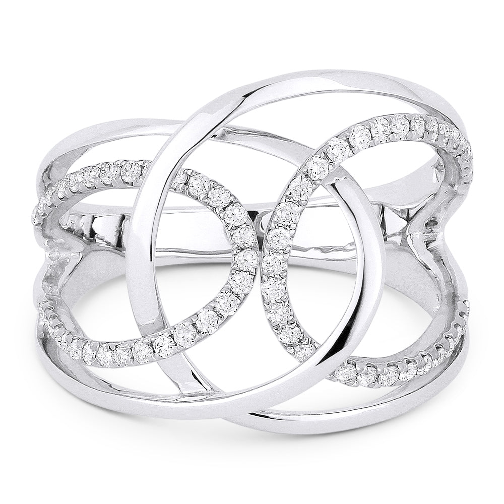 Beautiful Hand Crafted 14K White Gold White Diamond Milano Collection Ring