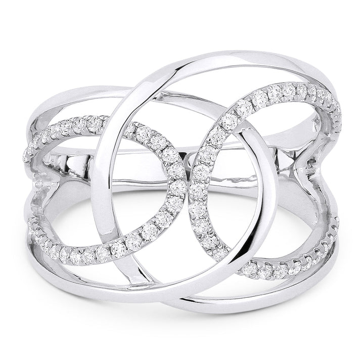 Beautiful Hand Crafted 14K White Gold White Diamond Milano Collection Ring