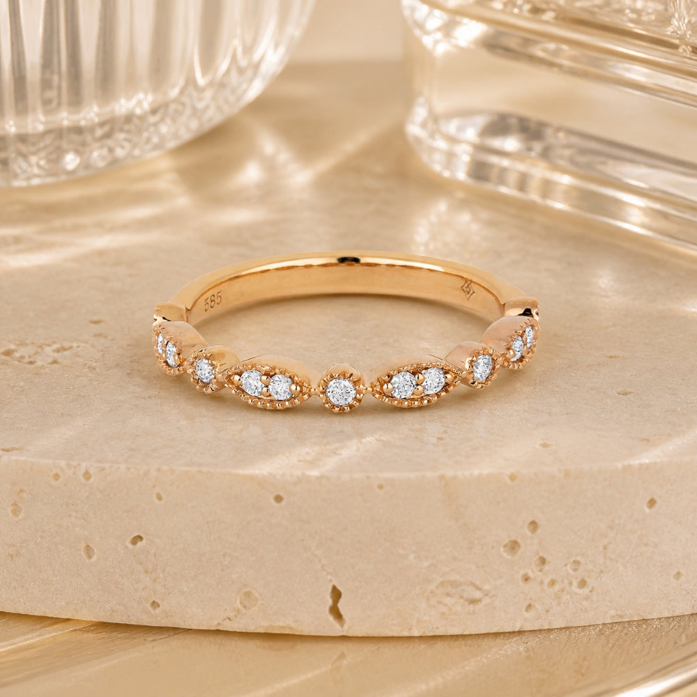 R1015 - 14K Gold Diamond Stackable Ring