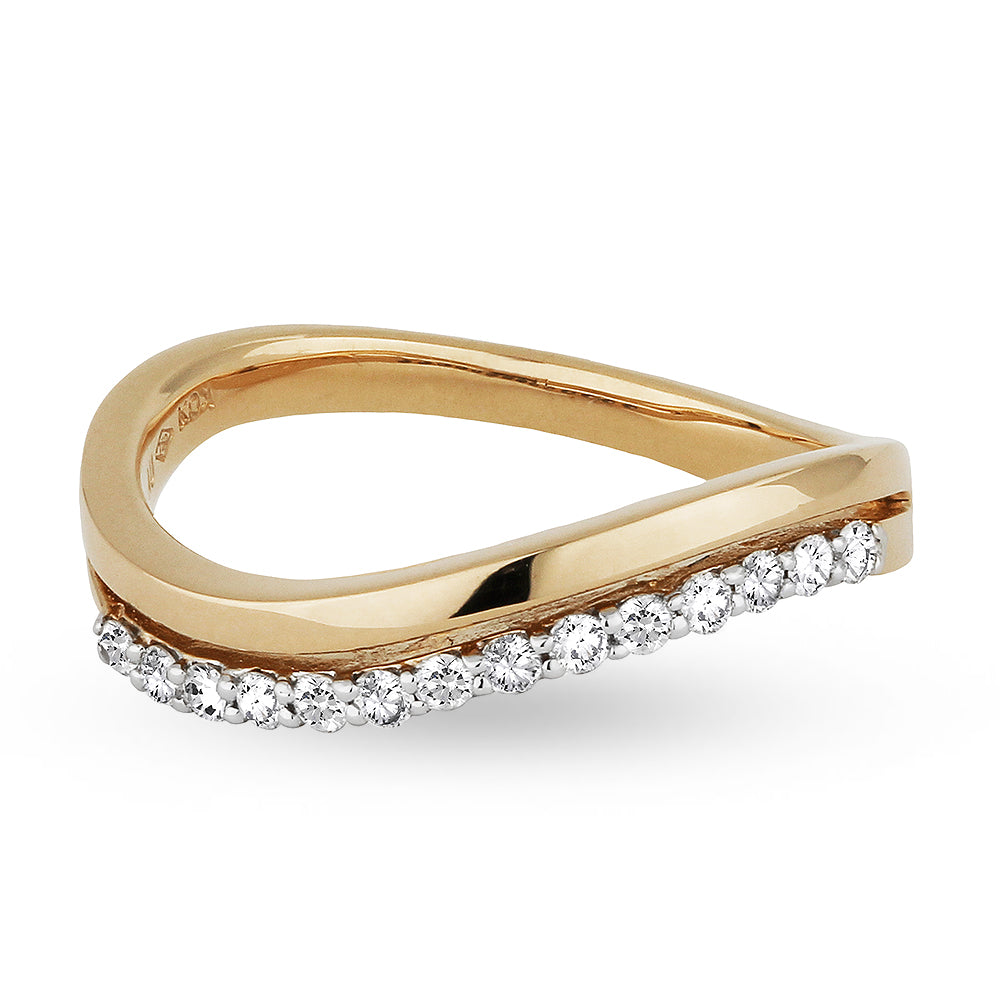 Beautiful Hand Crafted 14K Rose Gold White Diamond Milano Collection Ring