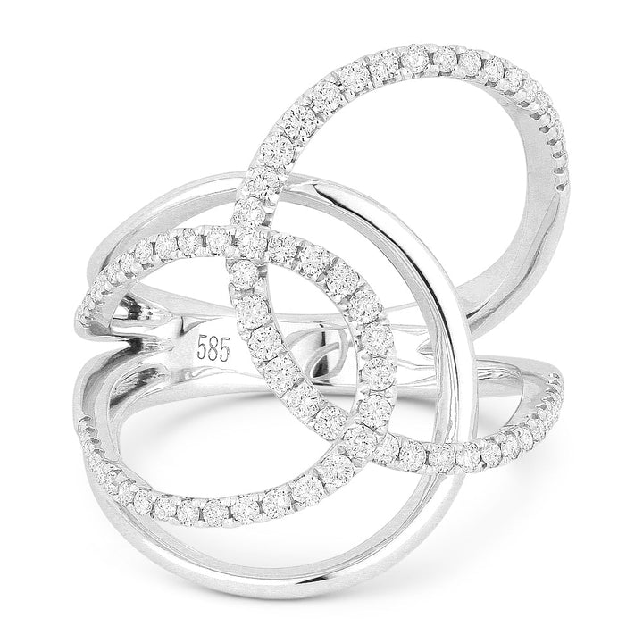 Beautiful Hand Crafted 14K White Gold White Diamond Milano Collection Ring