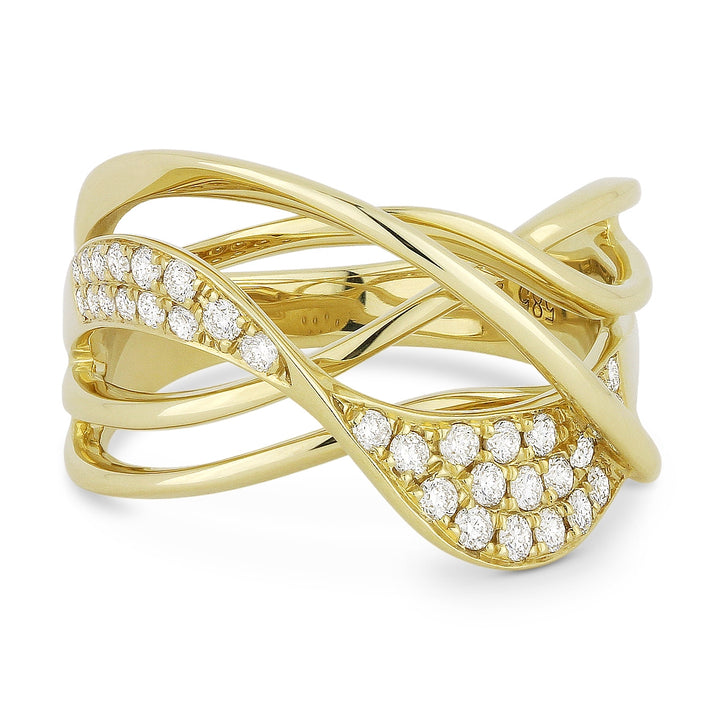 Beautiful Hand Crafted 14K Yellow Gold White Diamond Milano Collection Ring