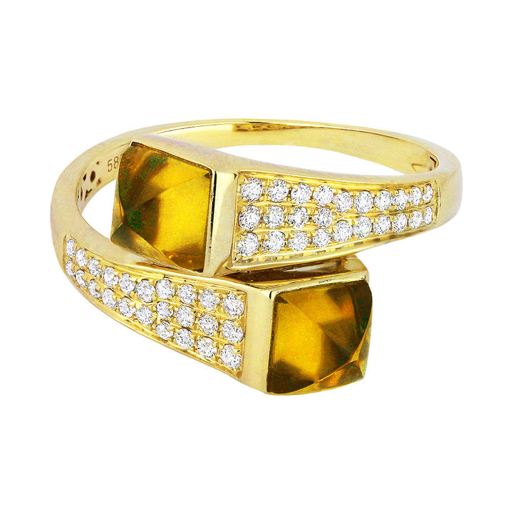 Beautiful Hand Crafted 14K Yellow Gold  Citrine And Diamond Eclectica Collection Ring