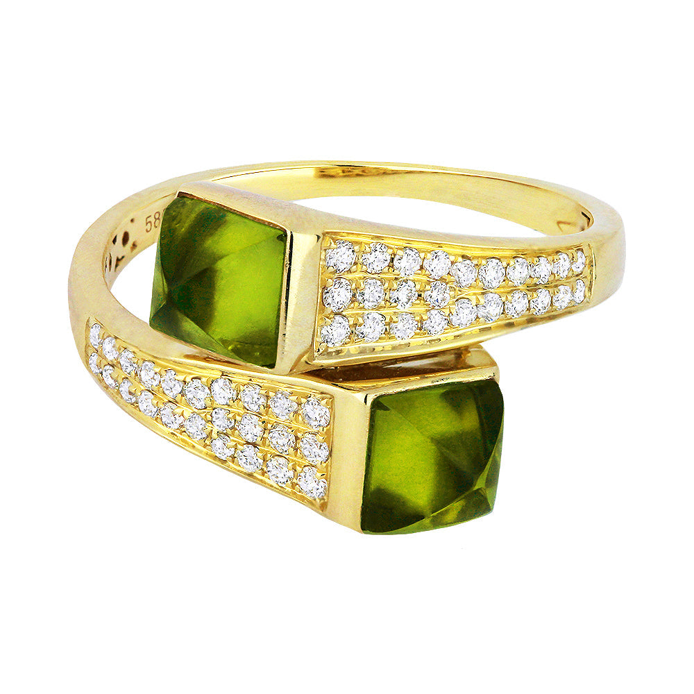 Beautiful Hand Crafted 14K Yellow Gold  Peridot And Diamond Eclectica Collection Ring