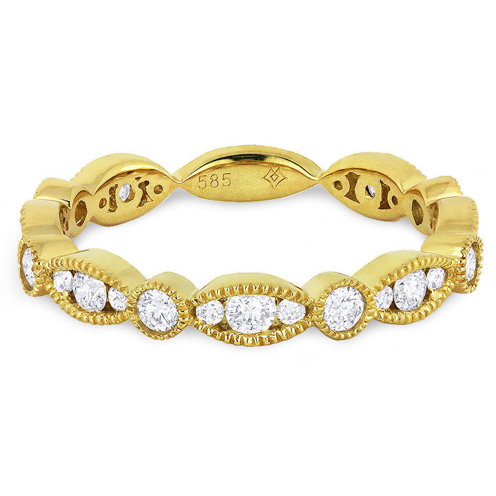 Beautiful Hand Crafted 14K Yellow Gold White Diamond Milano Collection Ring