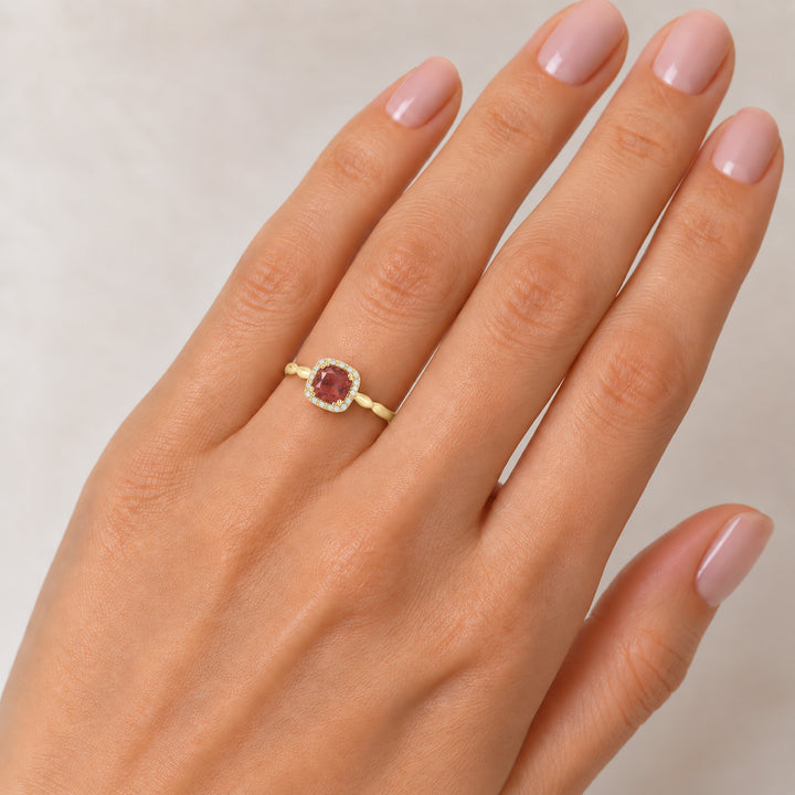 R1030 - 14K Gold Cushion Ring