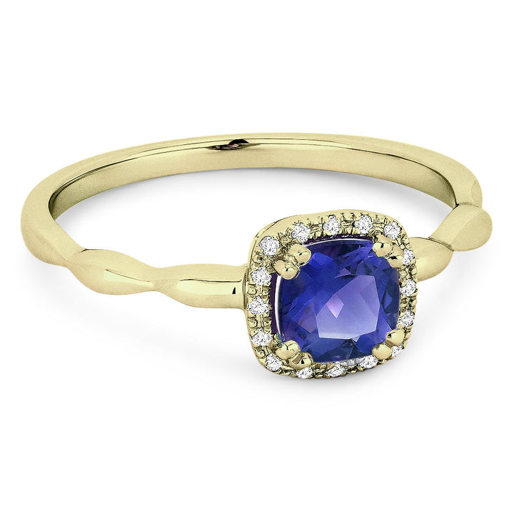 Beautiful Hand Crafted 14K Yellow Gold 5MM Sapphire And Diamond Essentials Collection Ring