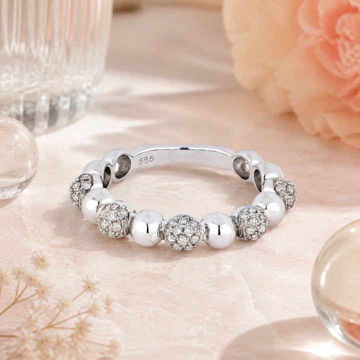 R1031 - 14K Gold Diamond Stackable Ring