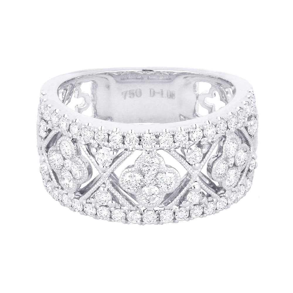 Beautiful Hand Crafted 14K White Gold White Diamond Arianna Collection Ring