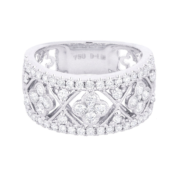 Beautiful Hand Crafted 14K White Gold White Diamond Milano Collection Ring