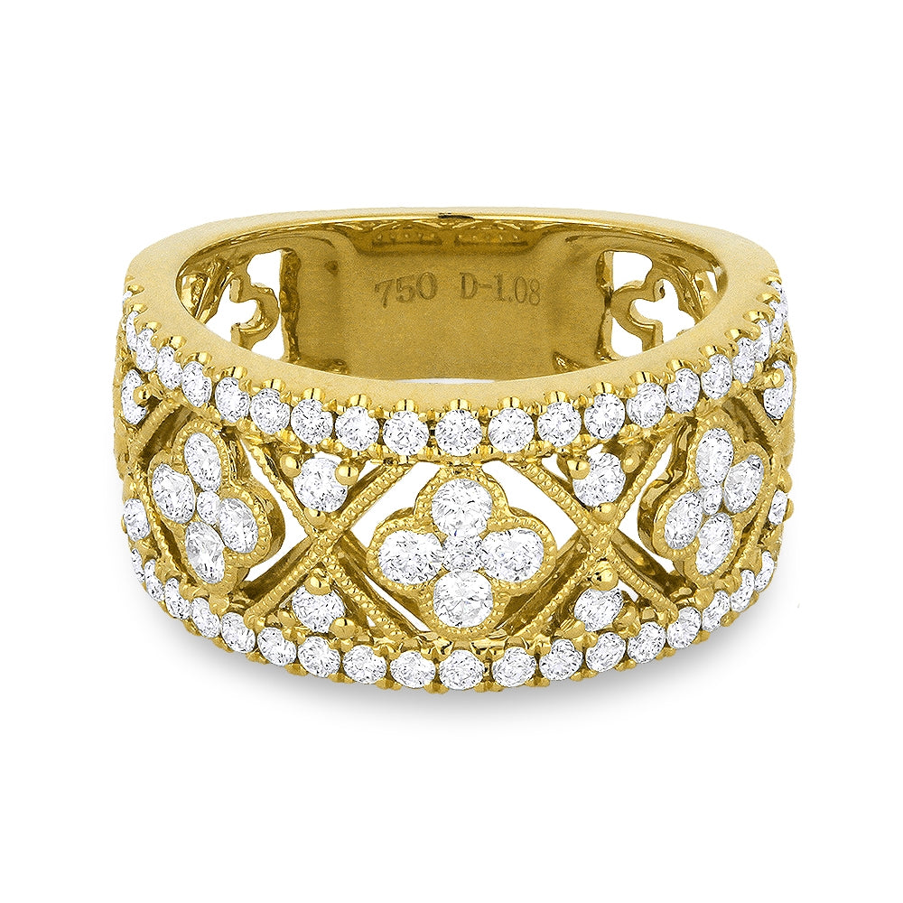 Beautiful Hand Crafted 14K Yellow Gold White Diamond Arianna Collection Ring