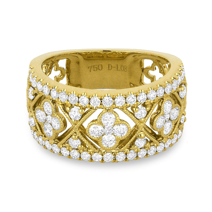 Beautiful Hand Crafted 14K Yellow Gold White Diamond Arianna Collection Ring