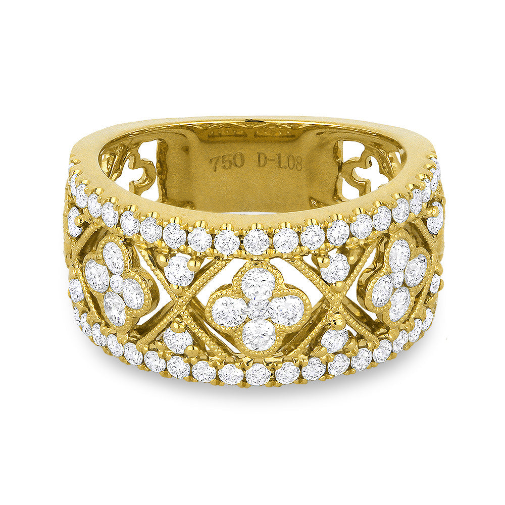 Beautiful Hand Crafted 14K Yellow Gold White Diamond Milano Collection Ring