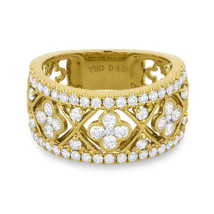 Beautiful Hand Crafted 14K Yellow Gold White Diamond Milano Collection Ring