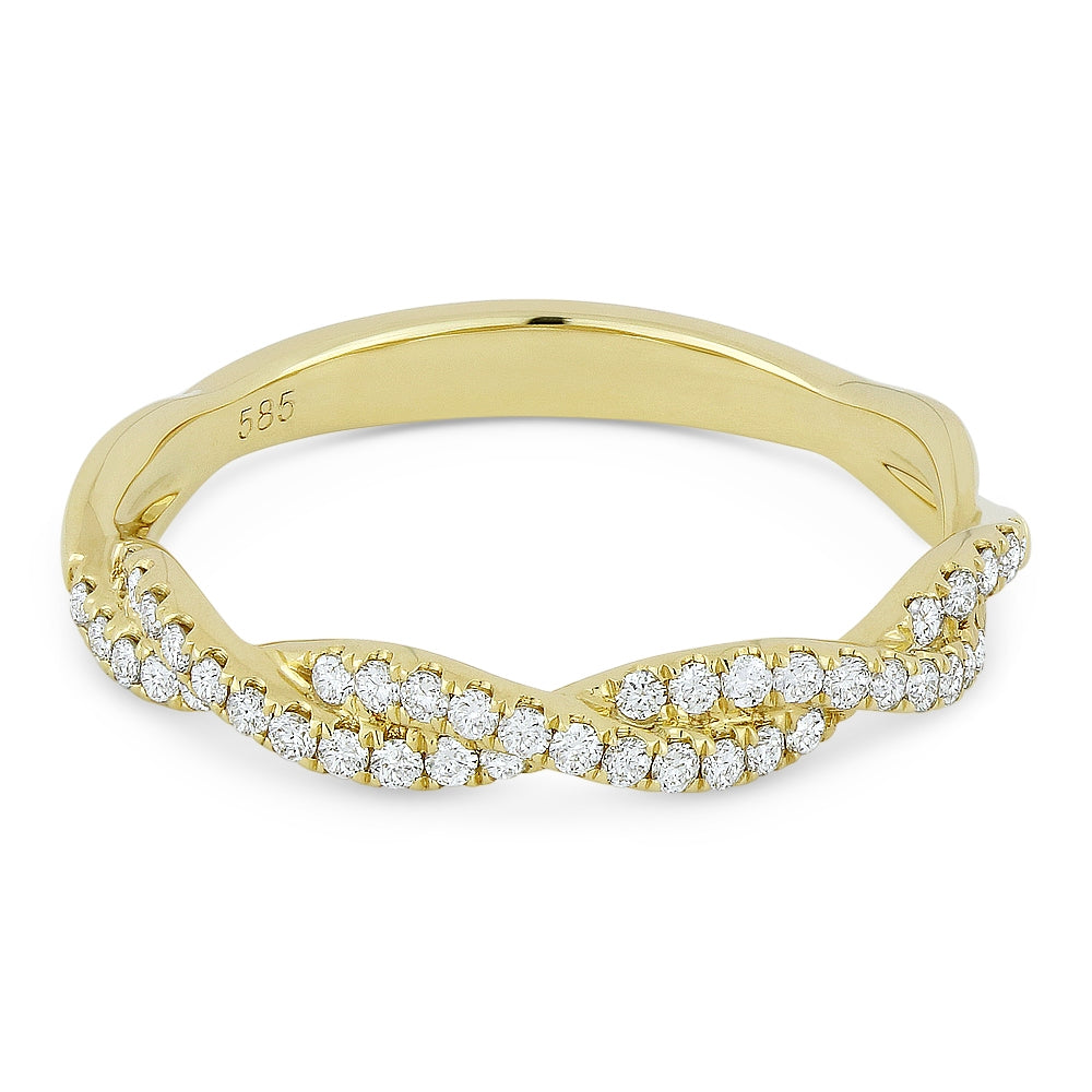 Beautiful Hand Crafted 14K Yellow Gold White Diamond Milano Collection Ring