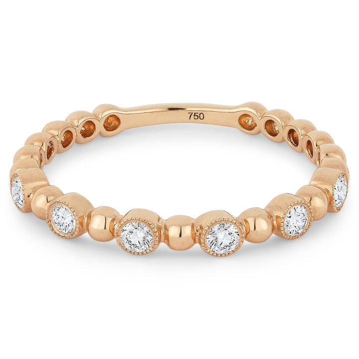 Beautiful Hand Crafted 14K Rose Gold White Diamond Milano Collection Ring