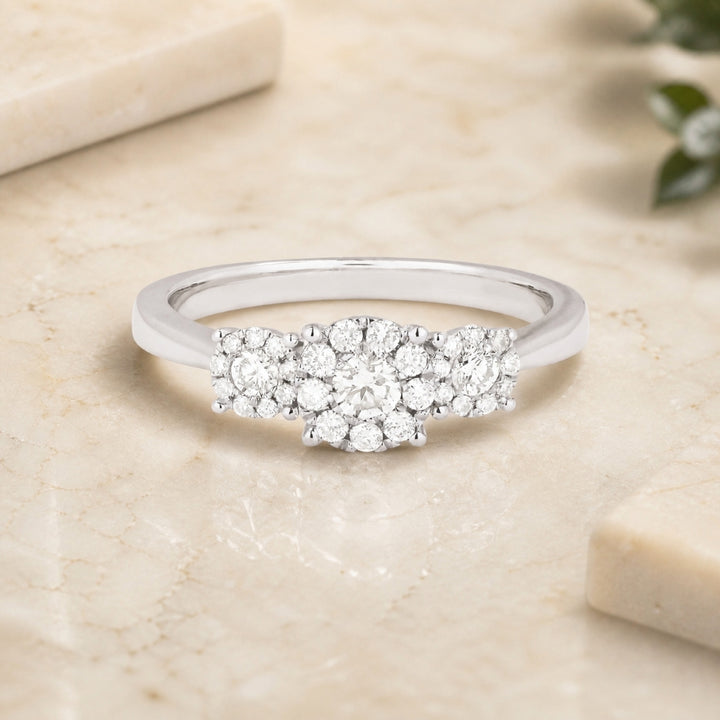 R1049 - 14K White Gold Diamond Round Ring