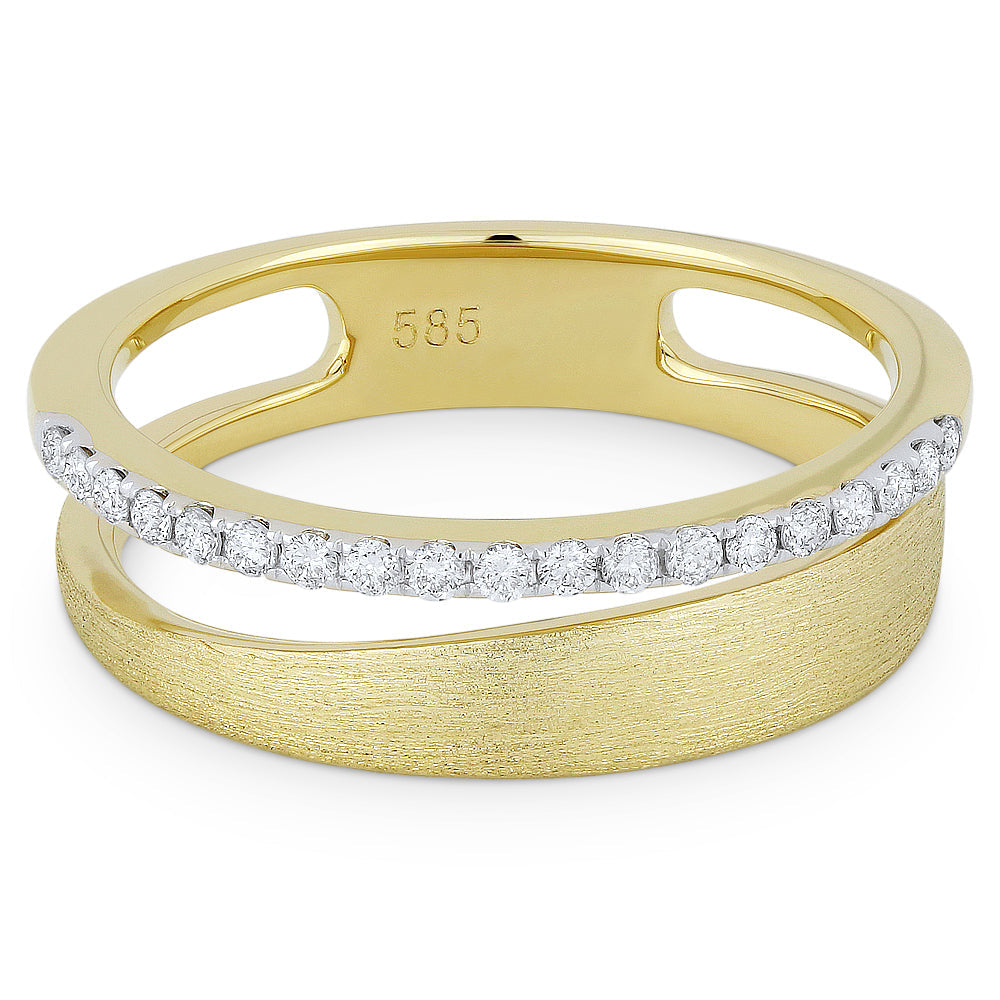 Beautiful Hand Crafted 14K Yellow Gold White Diamond Milano Collection Ring