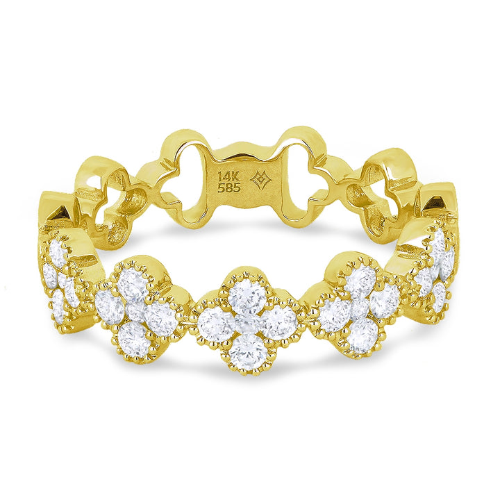Beautiful Hand Crafted 14K Yellow Gold White Diamond Milano Collection Ring