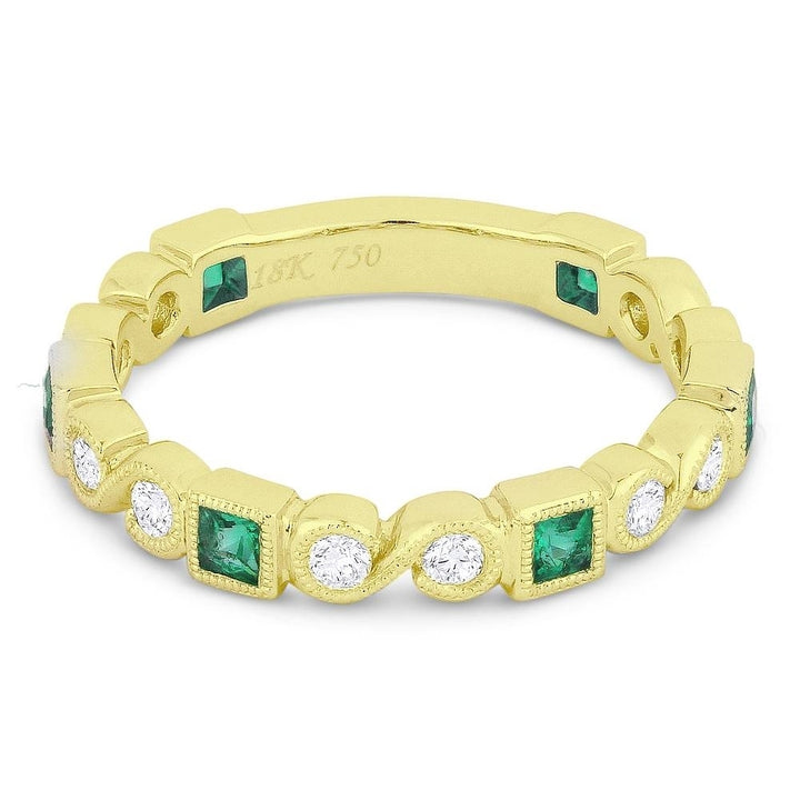 Beautiful Hand Crafted 14K Yellow Gold  Emerald And Diamond Arianna Collection Ring