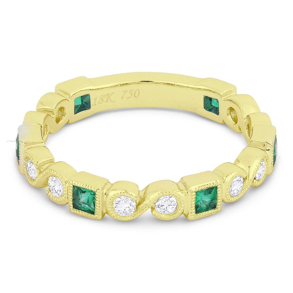 Beautiful Hand Crafted 14K Yellow Gold  Emerald And Diamond Arianna Collection Ring