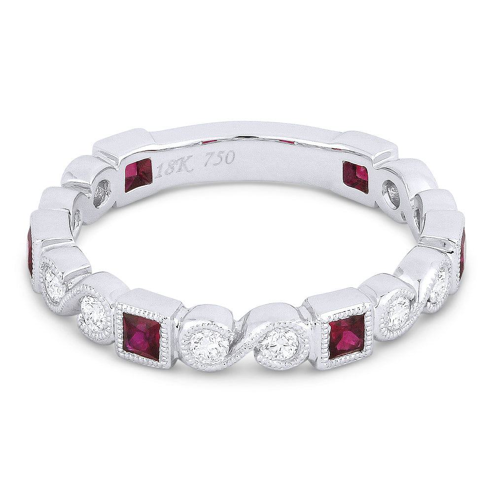 Beautiful Hand Crafted 14K White Gold  Ruby And Diamond Arianna Collection Ring