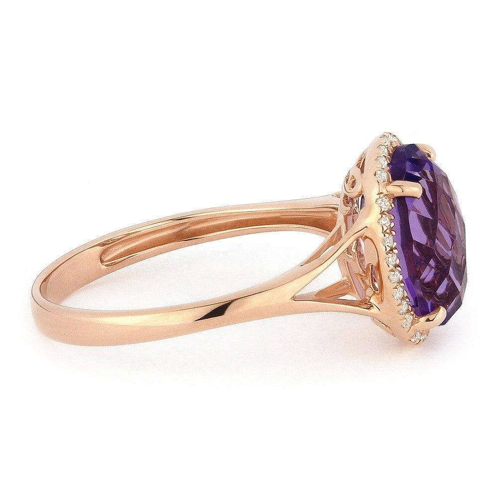 Madison L 14K Rose Gold Amethyst Oval Ring - style R1059AMP - view 2