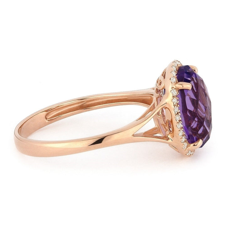 Madison L 14K Rose Gold Amethyst Oval Ring - style R1059AMP - view 2