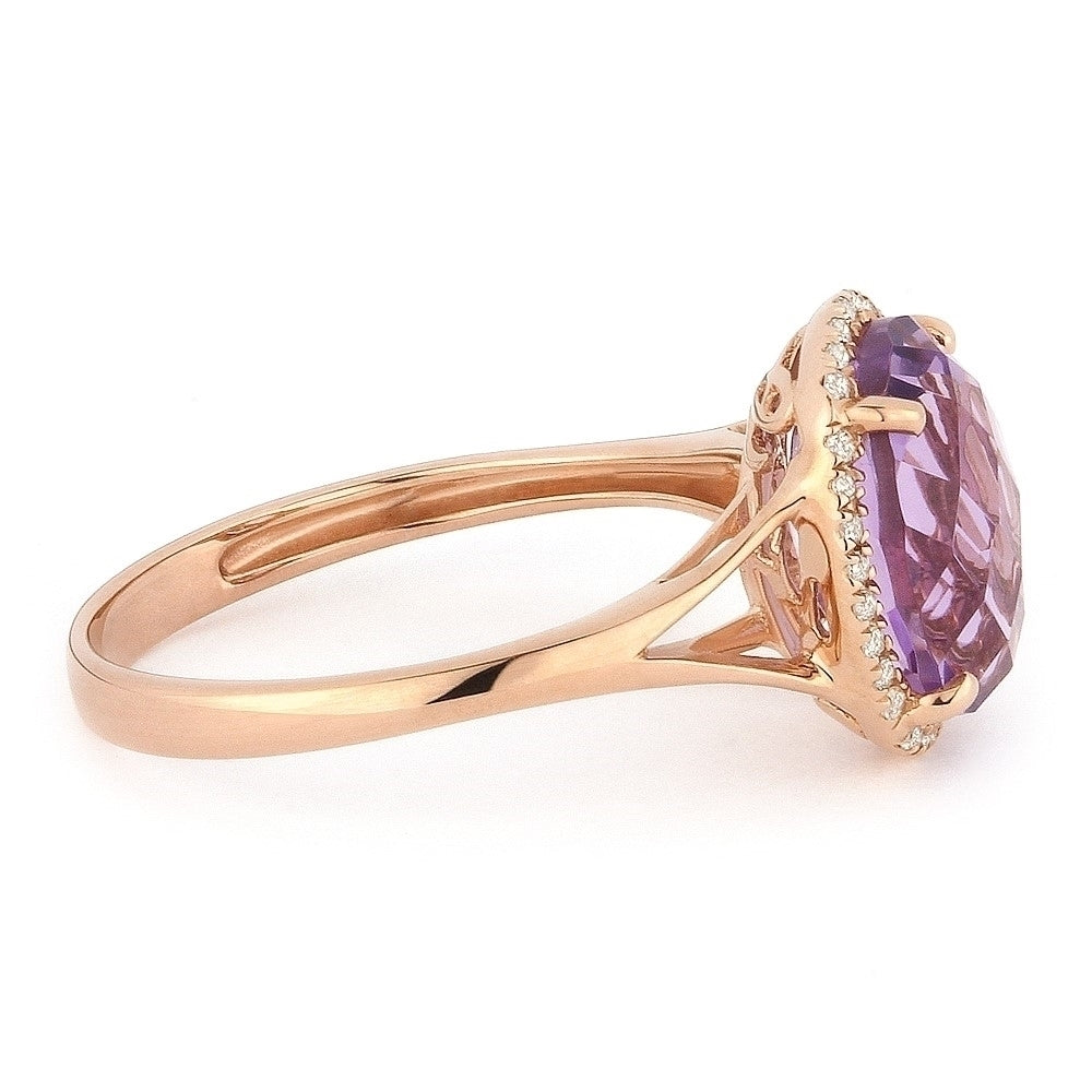 Madison L 14K Rose Gold Pink Amethyst Oval Ring - style R1059PAMP - view 2