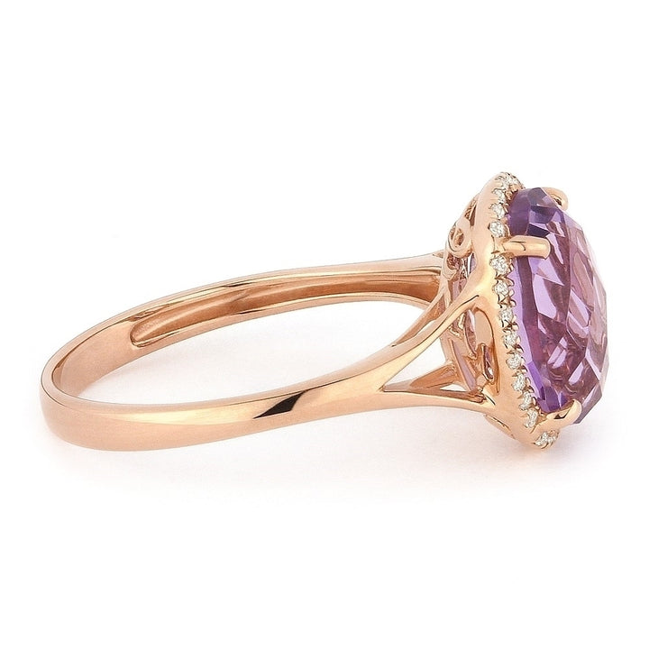 Madison L 14K Rose Gold Pink Amethyst Oval Ring - style R1059PAMP - view 2