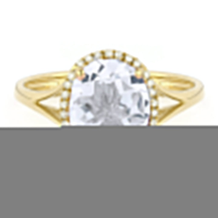 Beautiful Hand Crafted 14K Yellow Gold 8X10MM White Topaz And Diamond Essentials Collection Ring