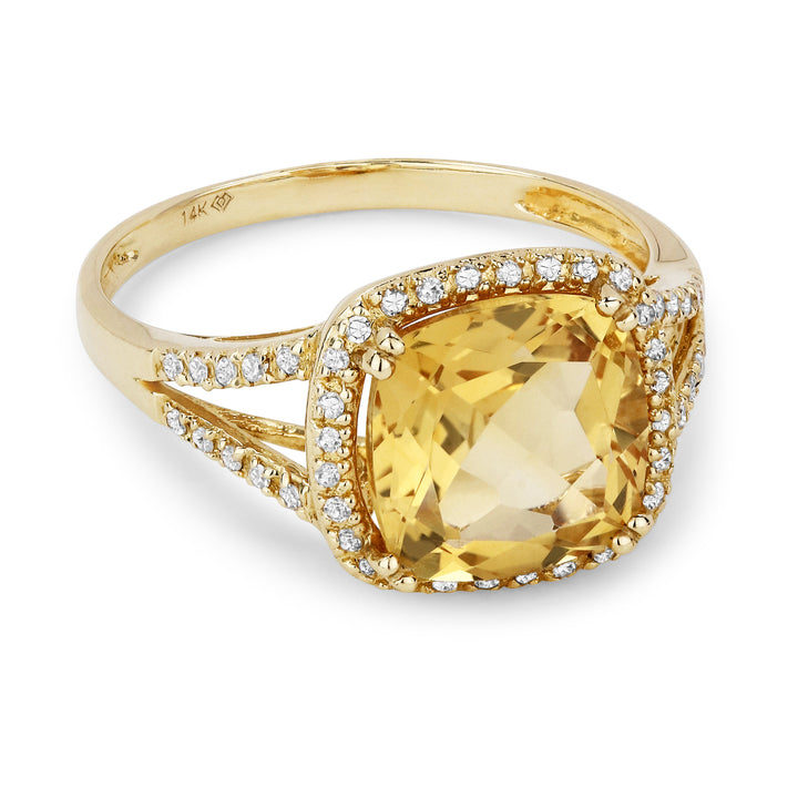 Beautiful Hand Crafted 14K Yellow Gold 9MM Citrine And Diamond Eclectica Collection Ring