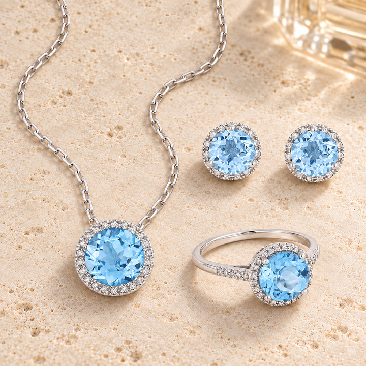 Madison L 14K White Gold Blue Topaz Round Ring - style R1065BTW